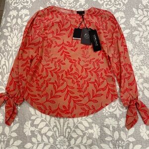 Carlisle Red Leaf Pattern Blouse